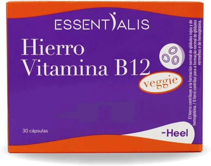 Essentialis Hierro Vitamina B12 Veggie, 30 Cápsulas Veganas