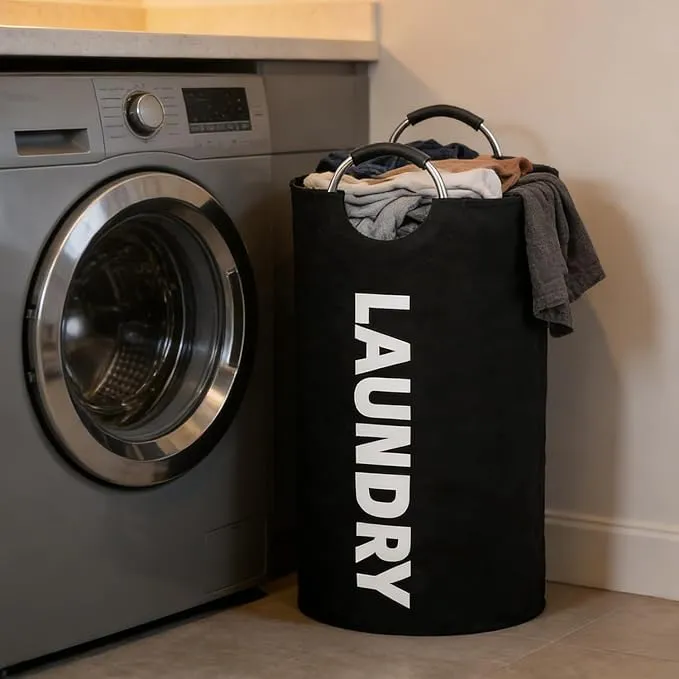 Cesta Grande Plegable para Ropa Sucia con Asas - 90L