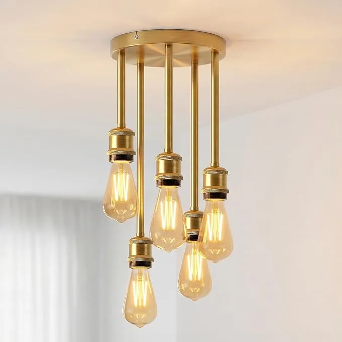 Lámpara Colgante de Techo ANWIO Dorada, 5 Luces E27
