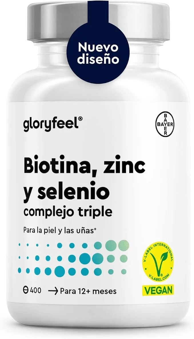 Biotina, Zinc y Selenio Vegano: 400 Pastillas para Pelo, Piel y Uñas
