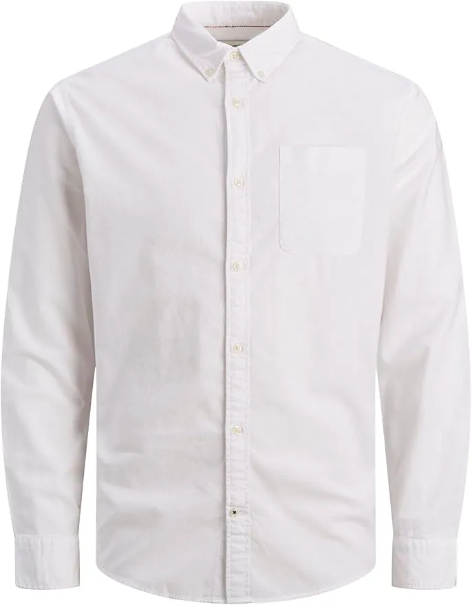 Camisa de Hombre Talla Grande Color Liso básica Manga Larga Business JJEOXFORD