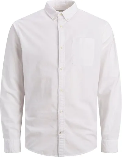 Camisa de Hombre Talla Grande Color Liso básica Manga Larga Business JJEOXFORD