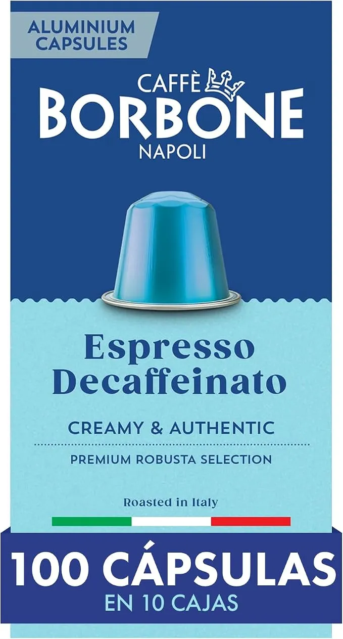 Caffè Borbone Decaffeinato - 100 Cápsulas de Café Cremosas, Compatibles con Nespresso