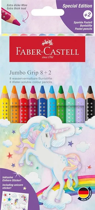 FABER-CASTELL 110923 - Estuche de lápices de colores Jumbo Unicornio