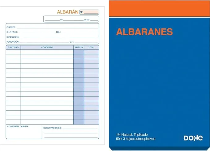 Dohe - Talonarios Albaranes 3 Copias (10 uds.) - Tamaño A5