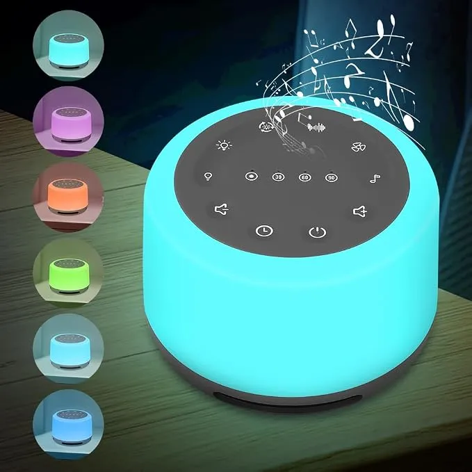 Máquina de Ruido Blanco Portátil para Dormir Bebé con 24 Sonidos y Luz Nocturna