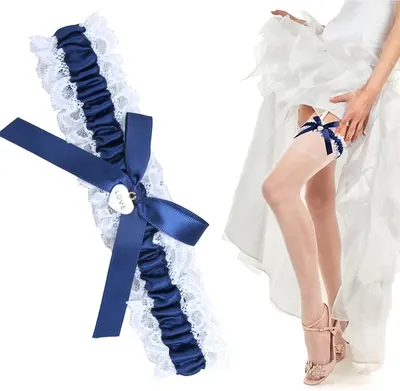 Liga de Boda para Novias con Detalle Azul y Cinturón Elástico