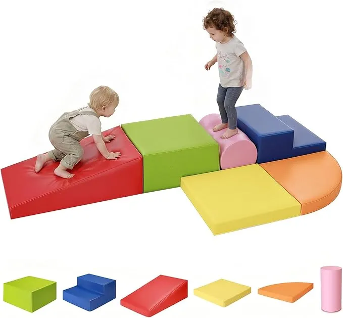 Juego de 6 Bloques de Espuma PU para Psicomotricidad Infantil - Set de Cilindro para Trepar y Gatear