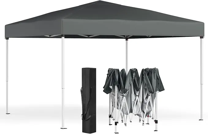 SONGMICS Cenador 3 x 3 m Plegable sin Paneles Laterales - Gris
