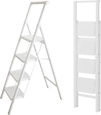 Escalera Plegable 4 peldaños Blanca