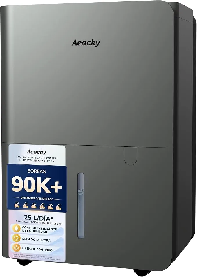 Deshumidificador AEOCKY 25L/día con Secado de Ropa y Depósito 2.7L