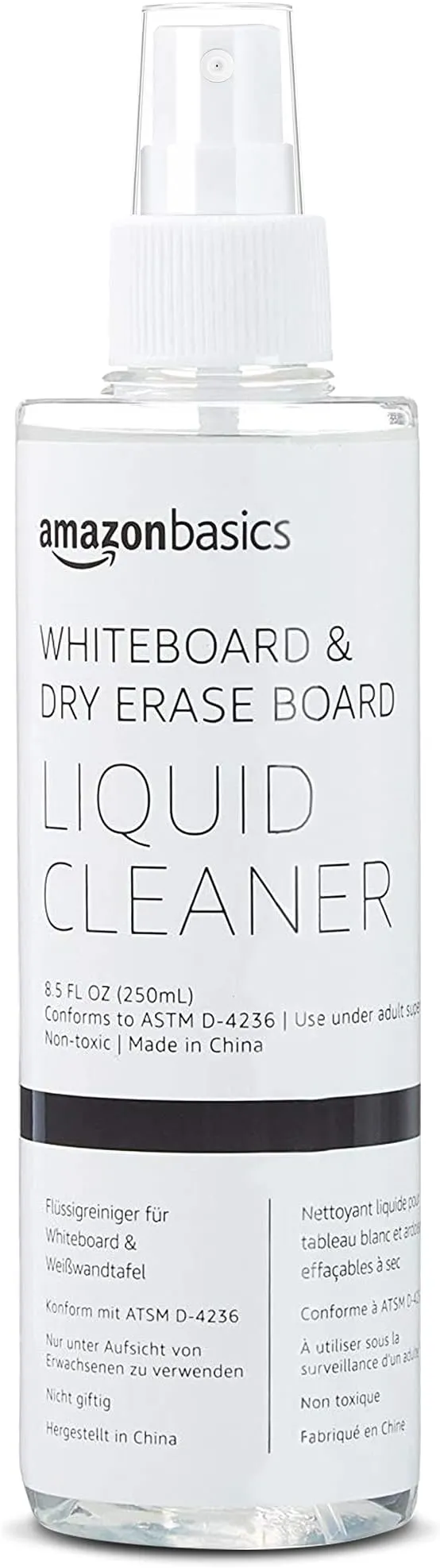 Amazon Basics Limpiador líquido de borrado en seco para pizarras blancas, Sin fragancia , 250 ml (paquete de 1)