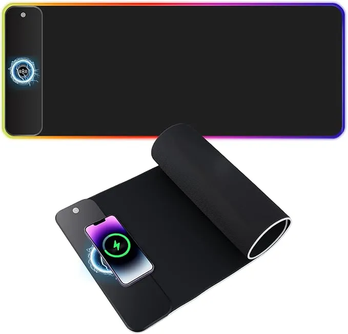Alfombrillas de Ratón Grande, Alfombrilla Ratón Gaming RGB con 15W Carga Inalámbrica
