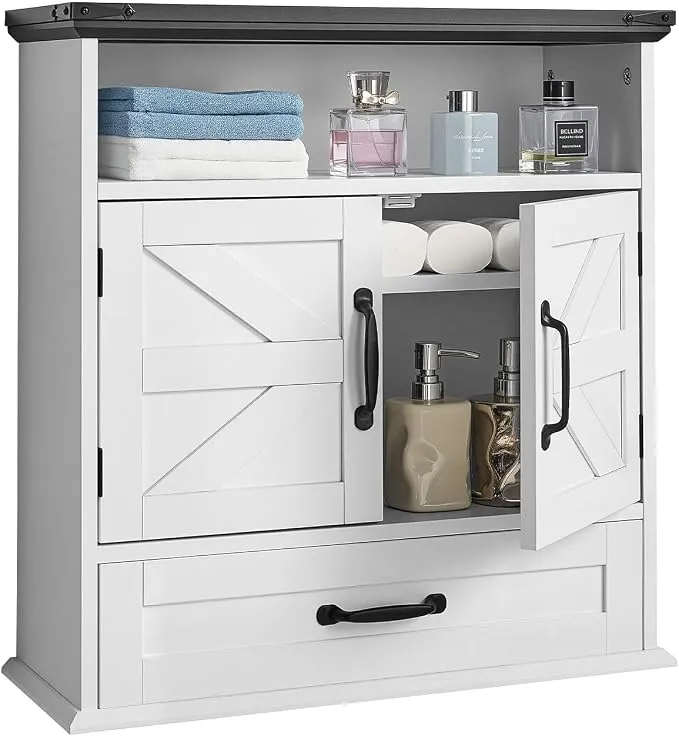 Armario de Pared VEVOR para Baño con Doble Puerta y Estantes Ajustables