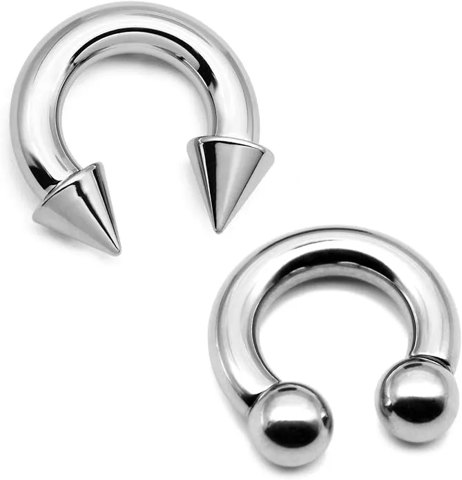 Crdifu 2Pcs PA Anillo Herradura Circular Barbell 316L Acero quirúrgico Internamente roscado Piercing joyerÃa del Cuerpo