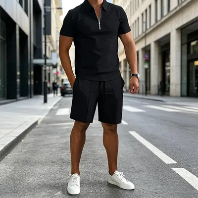 Conjunto deportivo de 2 piezas con cremallera para hombre