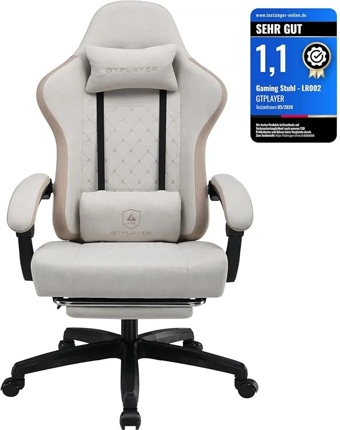 GTPLAYER Silla Gaming Ergonómica con Reposapiés y Soporte Lumbar
