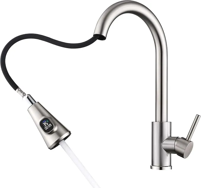 HOMELODY Grifo de Cocina LED con Indicador de Temperatura y Extensible