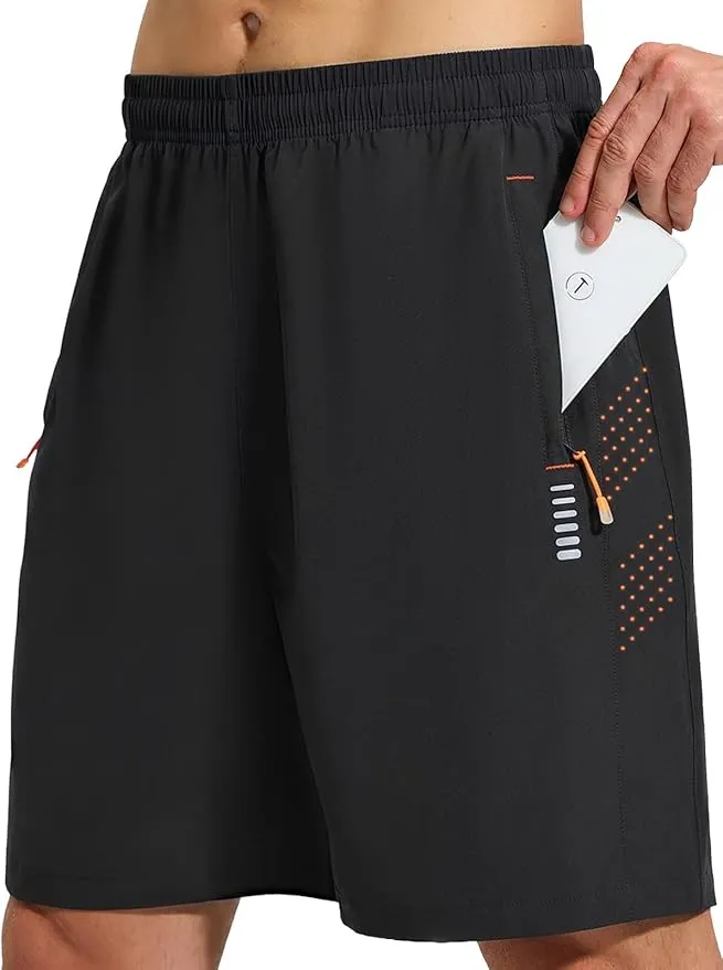 Cimic Pantalon Corto Hombre Running Transpirables Secado Rápido con Bolsillo Short Ropa Deportiva Pantalon Tenis Hombre Pantalon Gym para Baloncesto Fitness Pantalones D3030 Black XL