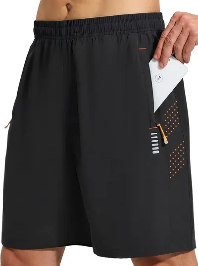 Cimic Pantalon Corto Hombre Running Transpirables Secado Rápido con Bolsillo Short Ropa Deportiva Pantalon Tenis Hombre Pantalon Gym para Baloncesto Fitness Pantalones D3030 Black XL