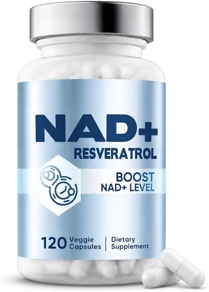 Suplemento NAD+ con Resveratrol Vegano - 120 Cápsulas para Energía y Vitalidad