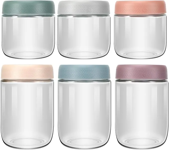 Pavlleen 6 Piezas Tarros de Cristal con Tapa para Yogurtera y Preparación de Comidas