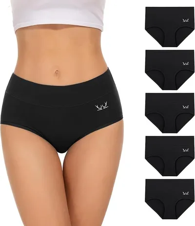 TANSTC Bragas Mujer Algodón Elástico Culotte Cintura Alta Ropa Interior Cómodas y Transpirables Pack de 5