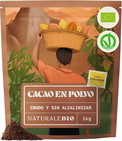 NaturaleBio Cacao Puro en Polvo Crudo Bio No Alcalinizado