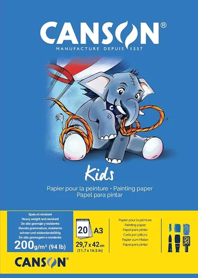 Canson Kids Papel para Pintar A3 200g - Pack 20 Hojas