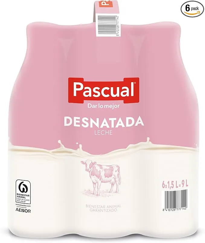 Leche Pascual Desnatada Bienestar Animal Pack 6 x 1.5L