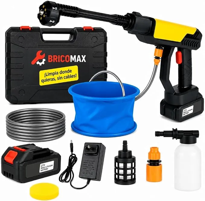 Bricomax Hidrolimpiadora a Batería Premium 48V para Limpieza de Alta Presión sin Cables