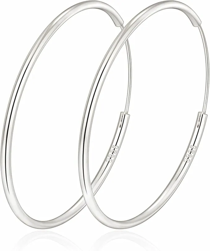 MOROTOLE Pendientes de Aro Plata de Ley 925 Grandes Para Mujer