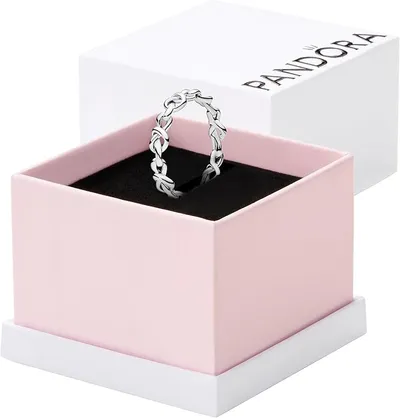 Pandora Moments - Anillo de plata de ley con corazones anudados para mujer