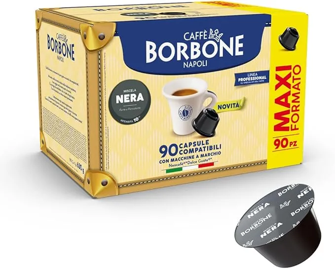 Caffè Borbone Mezcla Negra - 90 Cápsulas Compatibles Dolce Gusto