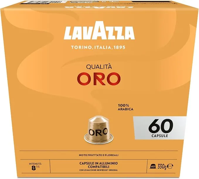 Lavazza Qualità Oro, 60 Cápsulas de Aluminio Compatibles con Máquinas Nespresso