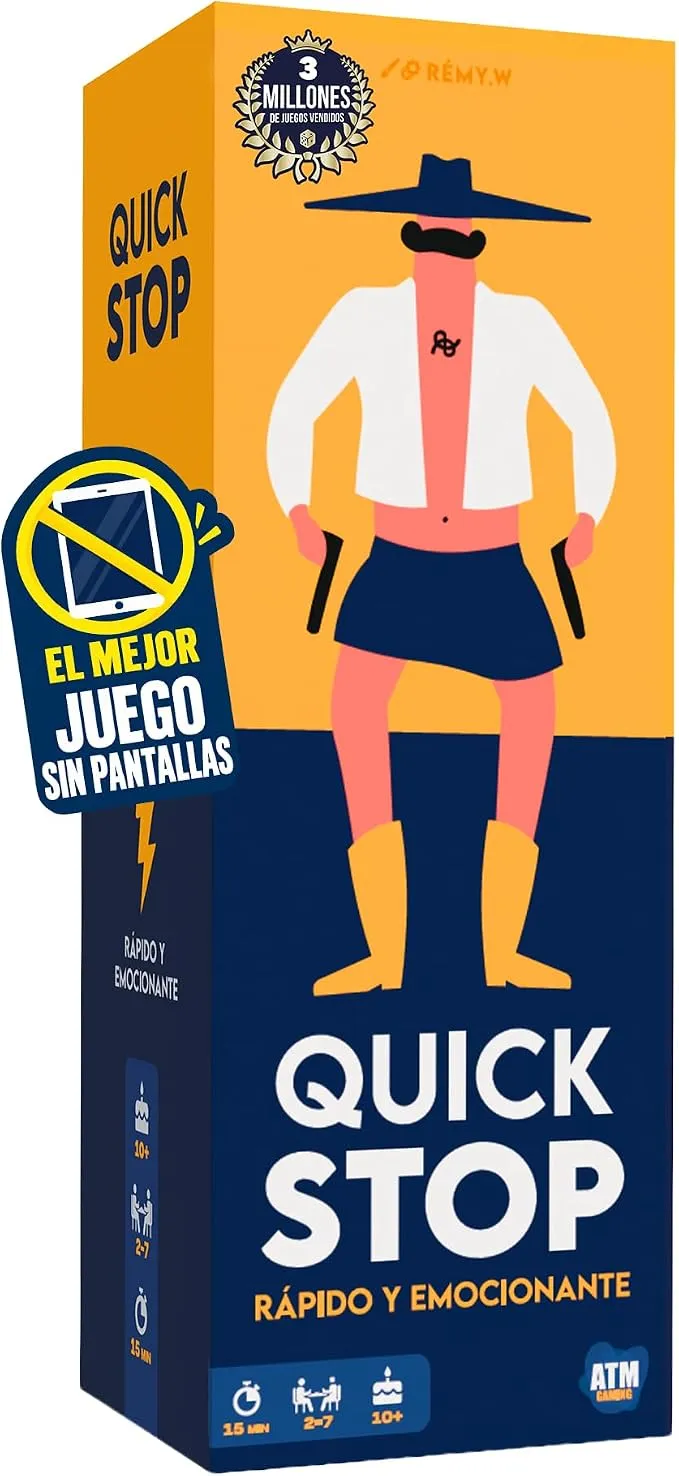 QuickStop: Juego de Mesa Familiar y de Amigos para 2-7 Jugadores