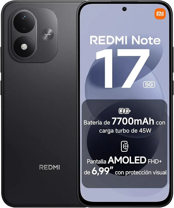 REDMI Note 17 5G, Smartphone 6+128GB, Negro, Batería 7700mAh