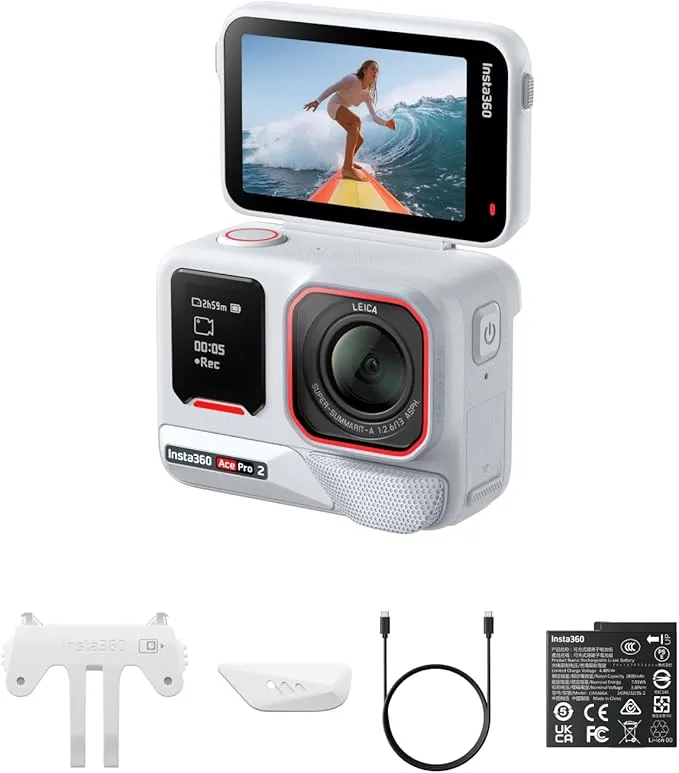 Insta360 Ace Pro 2 Blanco Cámara de Acción 8K Impermeable Co-diseñada con Leica