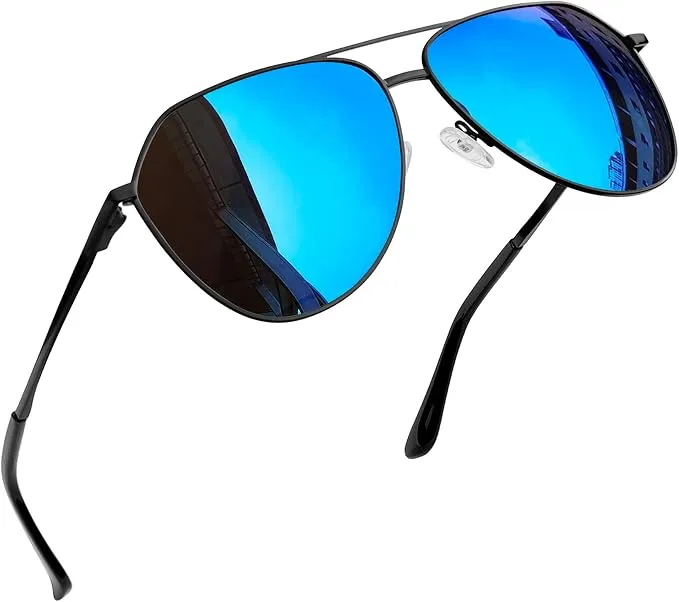 Joopin Grandes Gafas de Sol Hombre Mujer Metálicas Polarizadas Espejo Azul
