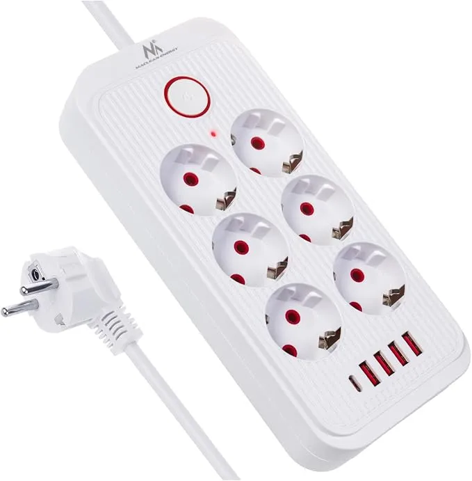 Maclean Regleta MCE389/391 con 6 Conectores y 5 Puertos USB (1 USB-C)