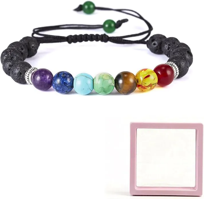 Pulsera 7 Chakras ZEBKEL con Piedras Volcánicas Naturales - Protección y Energía