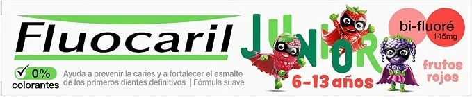 Fluocaril Junior Bi-Fluoré 145mg Pasta Dentífrica Anticaries Frutos Rojos 75ml
