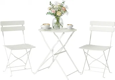 Conjunto de Mesa y Sillas de Terraza Exterior Plegable 3 Piezas