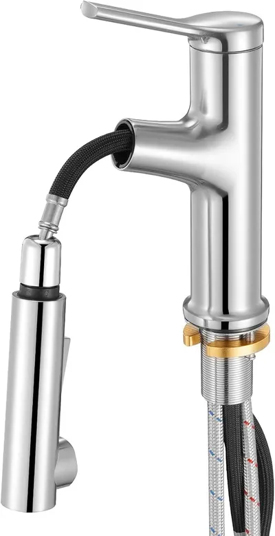 VEVOR Grifo de Lavabo Níquel Cepillado y Acero Inoxidable con Rociador Extraíble