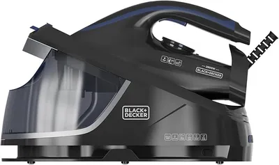 Black+Decker – Centro de planchado Compacto| Ligero| Depósito 1,5L| Golpe Vapor 400g/min| Punta de Precisión| Suela Cerámica| Autolimpieza| Antical| Modo ECO| Diseño ergonómico