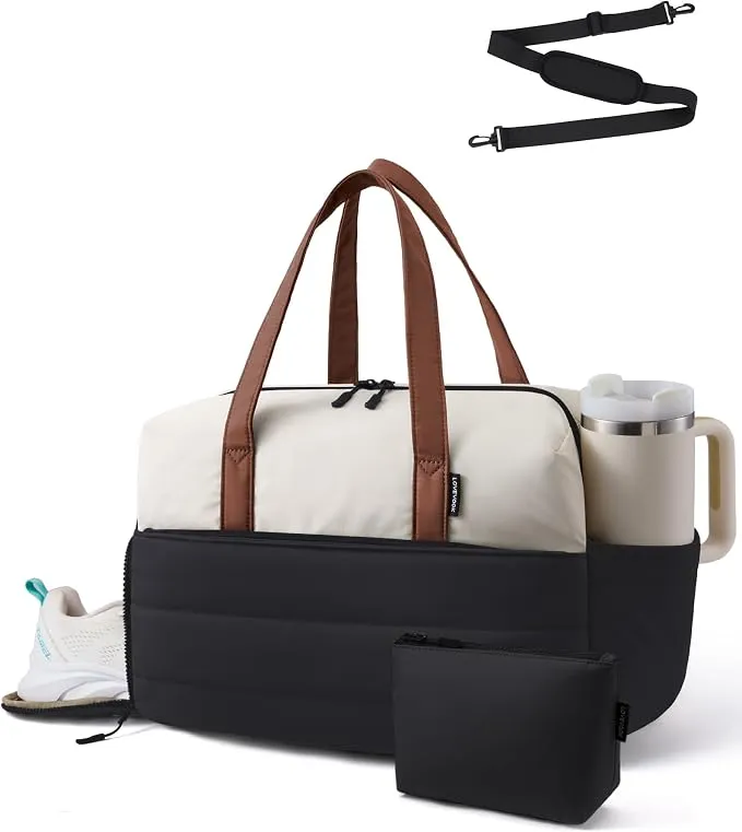 LOVEVOOK Bolsa de Viaje Mujer 16.5" Beige/Marrón/Negro