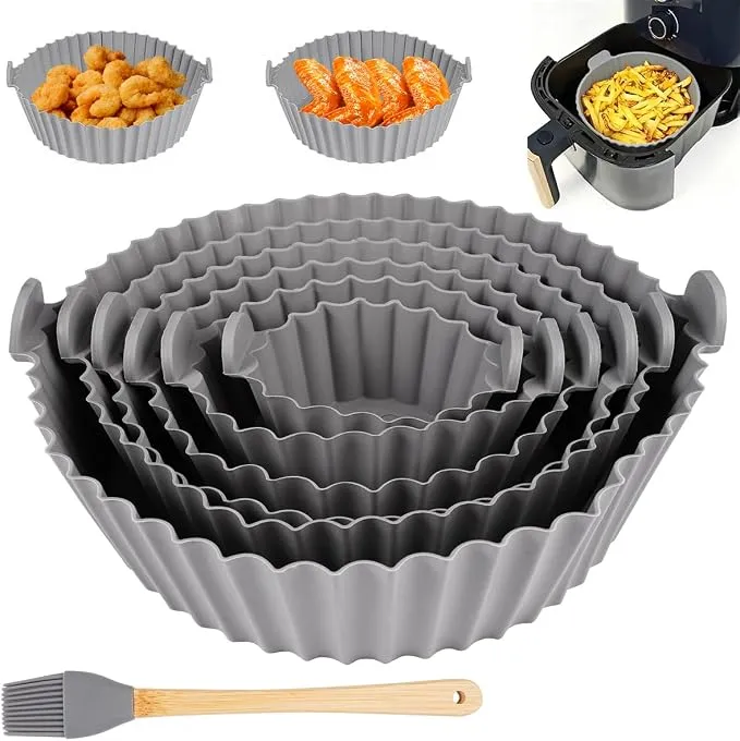 Lote 6 Moldes de Silicona para Freidora de Aire con Pincel de Aceite Reutilizables