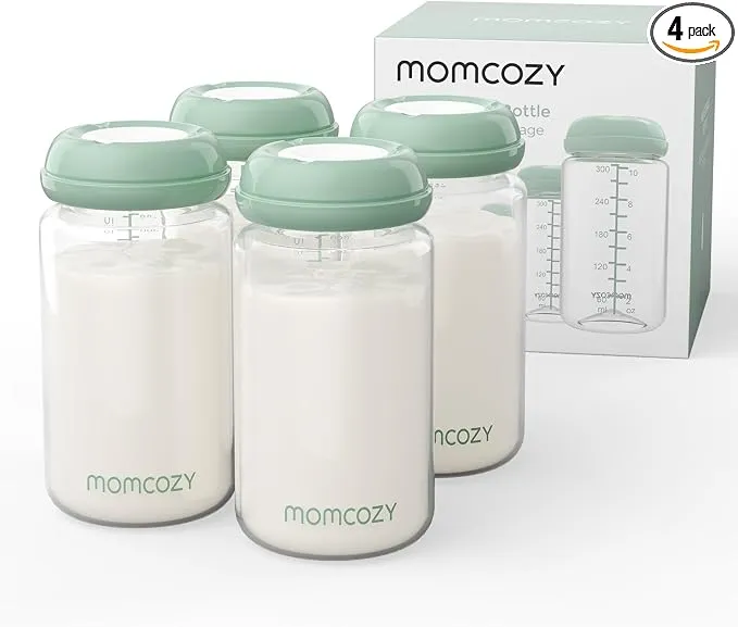 Set 4 Biberones Momcozy 300ml Cuello Ancho Antifugas