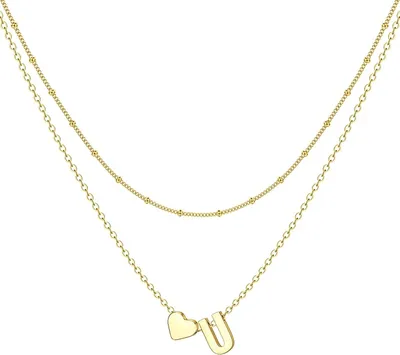 Collar BodyBonita con Inicial Corazón Chapado en Oro 16K