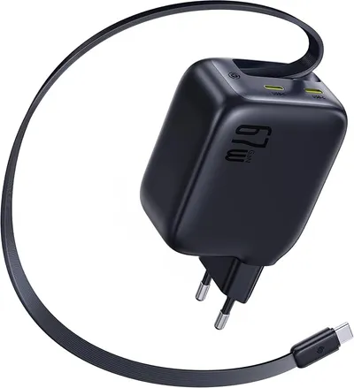 Baseus Enercore CJ11 - Cargador USB-C de 67W con Cable Retráctil